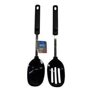 Set of Vintage Ekco Nylon Cooking Spoons Slotted 12" Black 400° Made In USA New